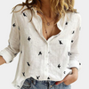 Leinenbluse mit Vogelmuster | Legere Knopfleiste | Luftiger Alltagslook