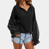 Bluse mit Spitzenärmeln & V-Ausschnitt | Romantik trifft Casual | Verspielt & Edel
