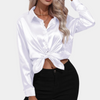 Satinbluse mit Hemdkragen | Glanzvoll & Elegant | Klassischer Chic