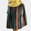 Boho Midirock mit Retro-Streifen | Leinen-Look | Artistic Casual Vibe
