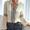 Bluse mit Biesenfalten & Ethno-Bordüre | Modern Boho | Elegant & Locker