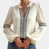 Bluse mit Biesenfalten & Ethno-Bordüre | Modern Boho | Elegant & Locker