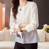 Shirt mit Streifen-Panel & Rundhalsausschnitt | Smart Casual Style | Schlicht & Raffiniert