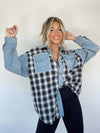 Patchwork Overshirt mit Denim-Ärmeln | Lässig & Trendig | Perfekt für den Alltag