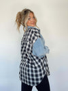 Patchwork Overshirt mit Denim-Ärmeln | Lässig & Trendig | Perfekt für den Alltag