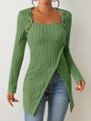 Asymmetrischer Strickpullover mit Schnallen | Modern & Figurschmeichelnd | Freizeit & Alltag | Weiches Material