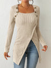 Asymmetrischer Strickpullover mit Schnallen | Modern & Figurschmeichelnd | Freizeit & Alltag | Weiches Material