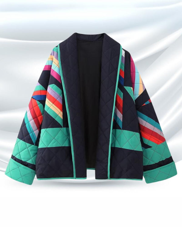 Boho-Strickjacke mit Ethno-Muster | Farbige Akzente | Perfekt für kreative Outfits