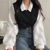 Blusen-Sweater-Kombination | Zwei-in-Eins-Design für Stil und Komfort | Perfekt für Büro und Freizeit
