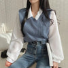 Blusen-Sweater-Kombination | Zwei-in-Eins-Design für Stil und Komfort | Perfekt für Büro und Freizeit