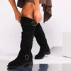 Kniehohe Stiefel | Faltenwurf & Schnallen-Details | Stilvoll & Bequem | Alltagstauglich