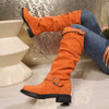 Kniehohe Stiefel | Faltenwurf & Schnallen-Details | Stilvoll & Bequem | Alltagstauglich