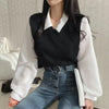Blusen-Sweater-Kombination | Zwei-in-Eins-Design für Stil und Komfort | Perfekt für Büro und Freizeit