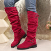 Kniehohe Stiefel | Faltenwurf & Schnallen-Details | Stilvoll & Bequem | Alltagstauglich