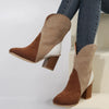 Cowboy-Stiefeletten | Mehrfarbiges Wildleder-Design | Western-Stil | Bequemer Absatz
