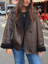 Oversized Kunstlederjacke mit Shearling-Details | Eleganz & Wärme | Perfekt für kalte Tage