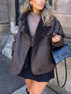 Oversized Kunstlederjacke mit Shearling-Details | Eleganz & Wärme | Perfekt für kalte Tage