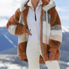 Flauschige Farbblock-Jacke mit Kapuze | Stylisch und Warm | Perfekt für Winterabenteuer