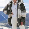 Flauschige Farbblock-Jacke mit Kapuze | Stylisch und Warm | Perfekt für Winterabenteuer