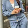 Zweiteiliges Lounge-Set mit Knopf-Cardigan | Bequem & Chic | Perfekt für Zuhause & Freizeit
